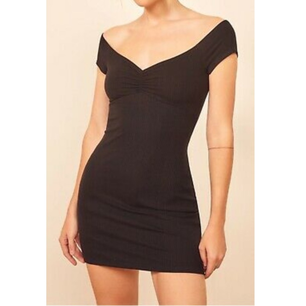 Reformation LBD knit ribbed sweetheart mini dress nwot